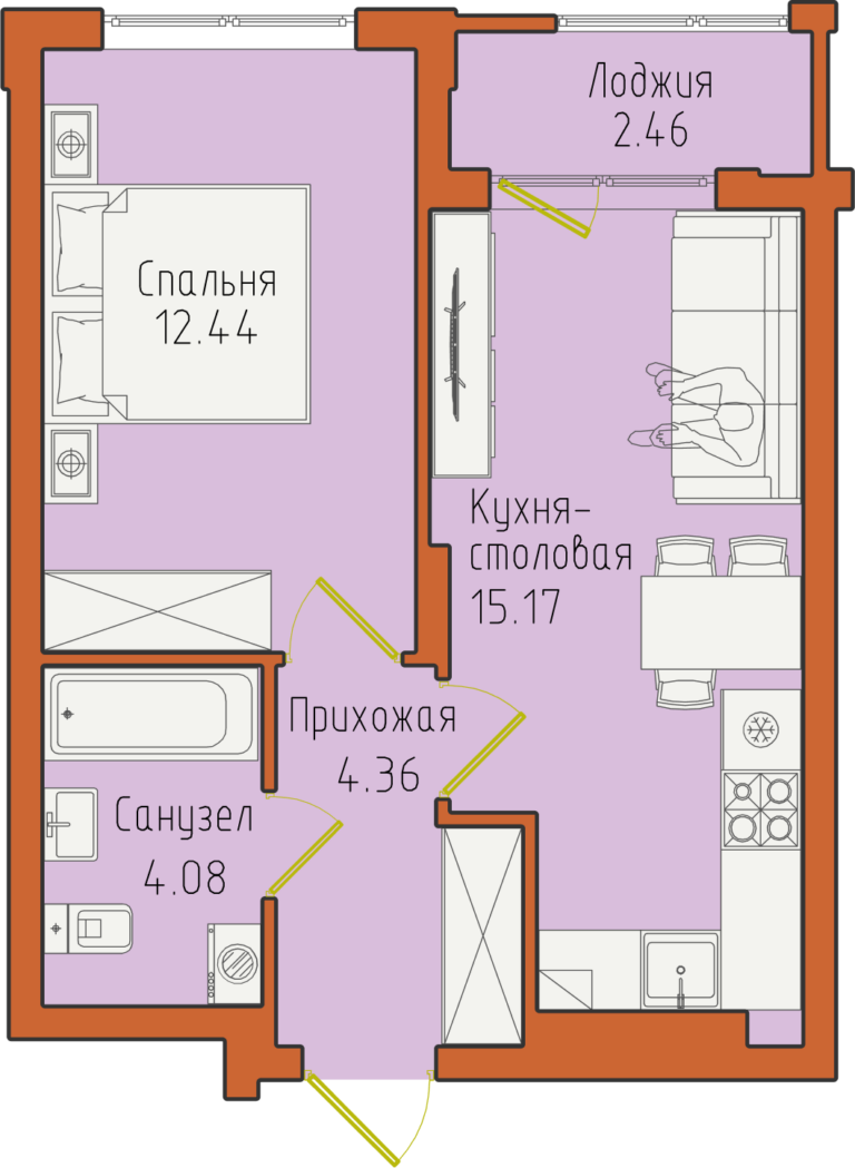 Планировка квартиры №44