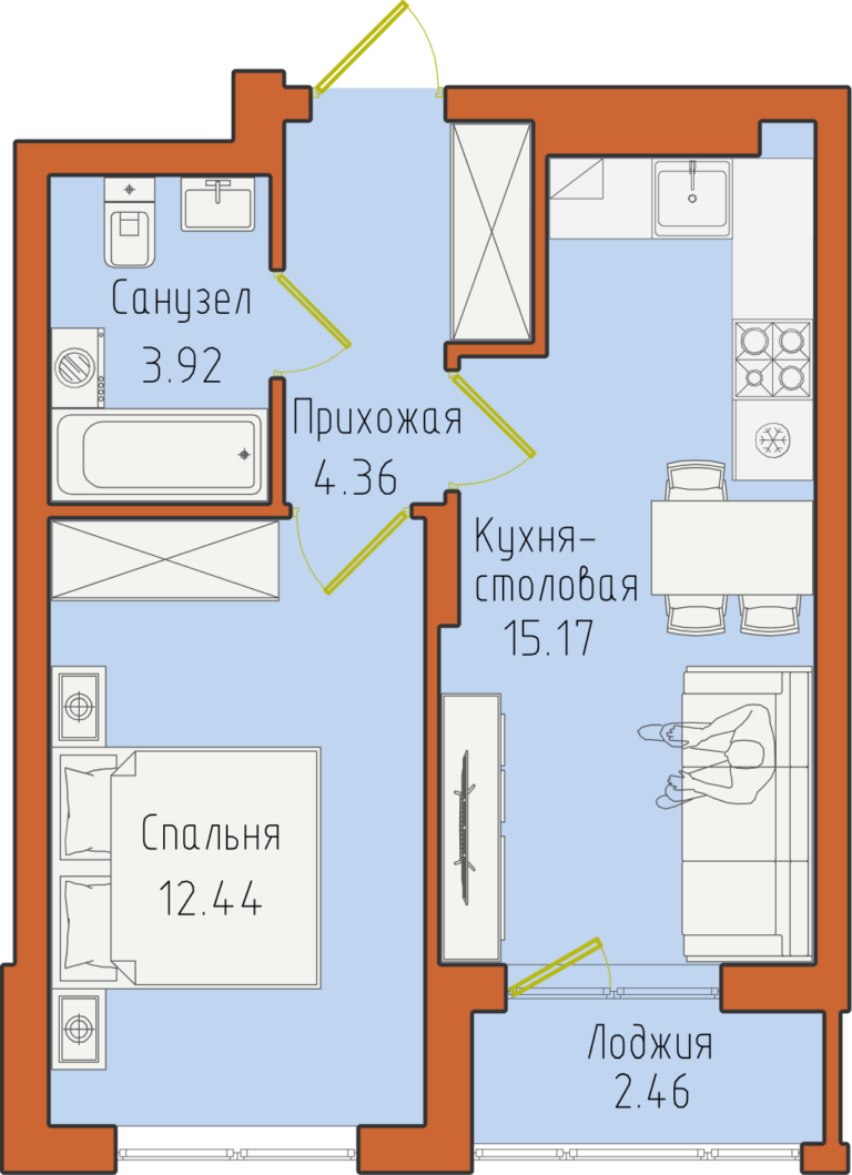 Планировка квартиры №107